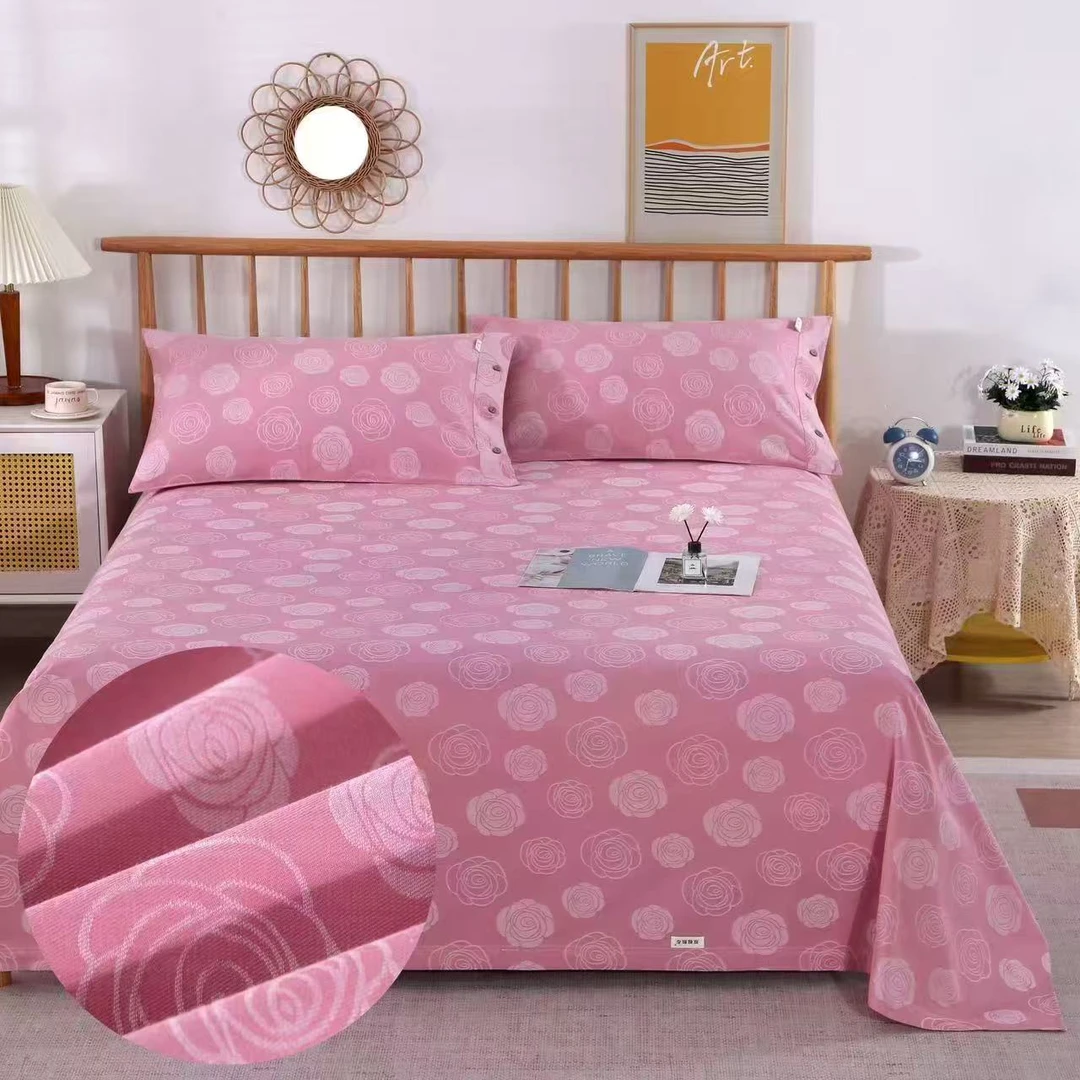 32支高端A类全棉色织提花老粗布加厚三件套吸汗透气四季通用床单