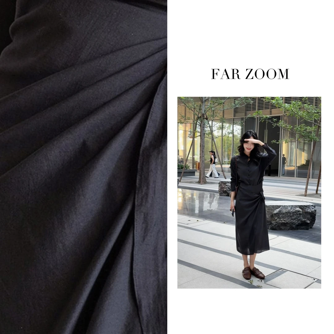 FAR ZOOM 醋酸混纺收腰绑带衬衫包臀连衣裙