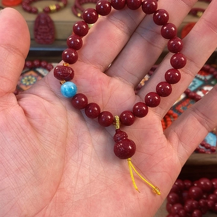 天然辰砂紫金砂卡8葫芦款