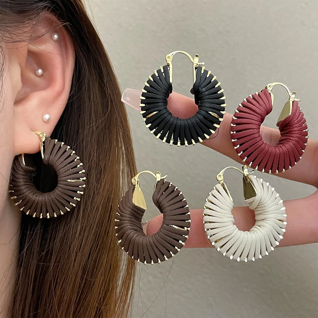 非金属皮质耳饰 3.5㎝皮质耳扣多色耳圈