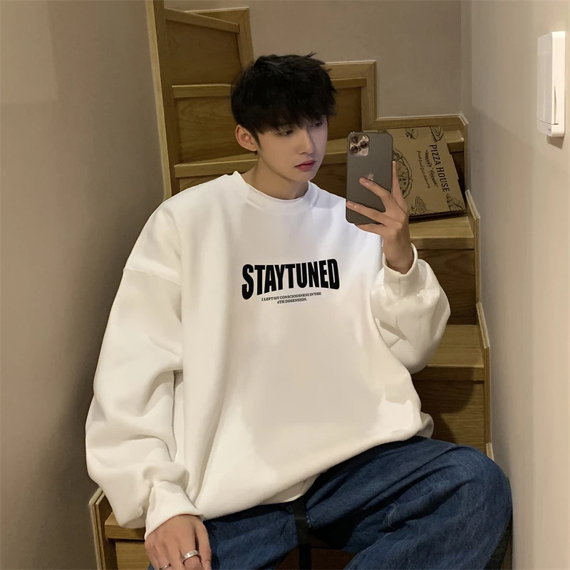 特大码300斤圆领重磅加绒加厚卫衣男装春款韩版美式港风宽松上衣