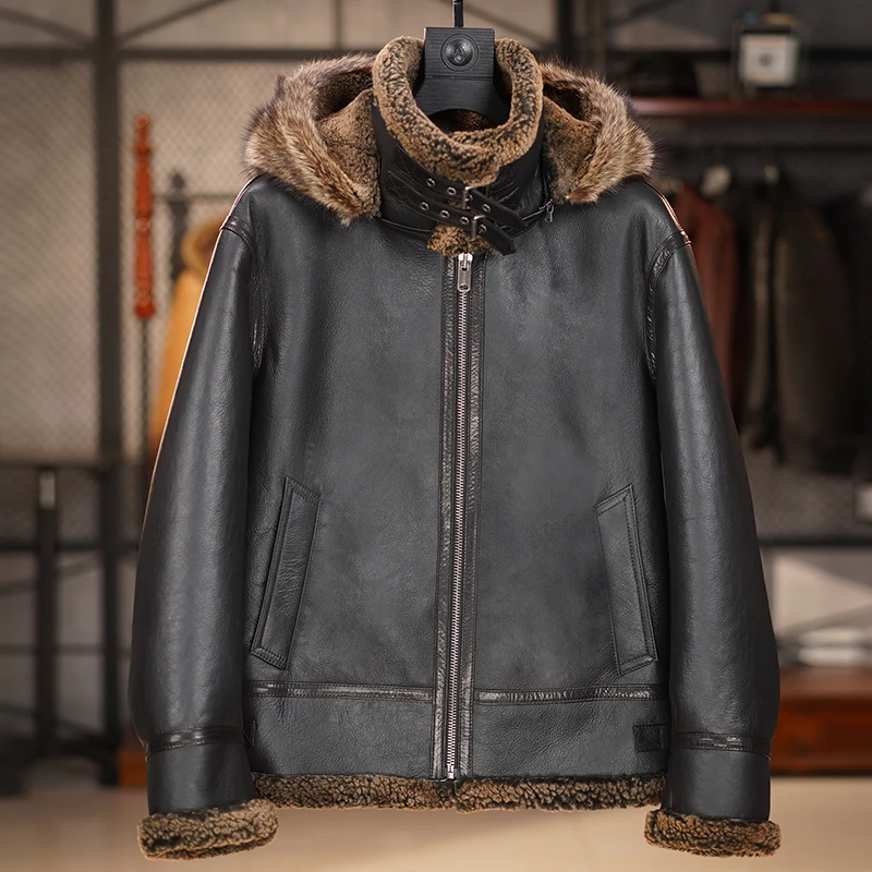 精选原生态羊皮毛一体男绵羊皮真皮男款男士皮草加厚冬季保暖外套