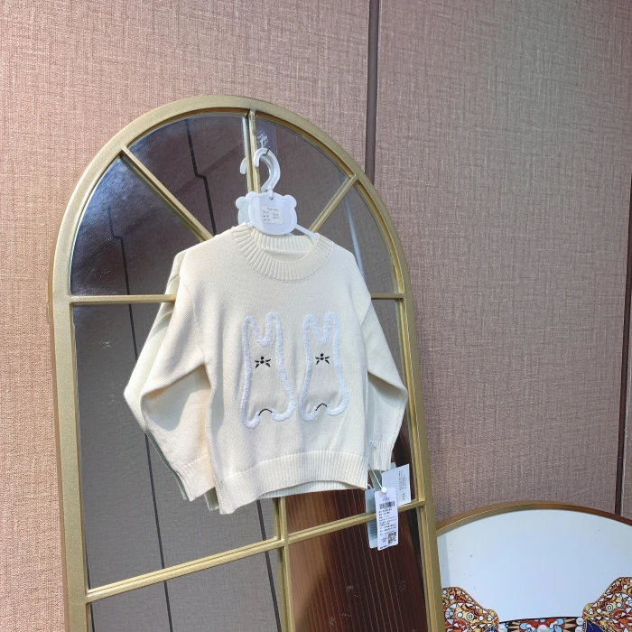 AW040  宝宝米色拼接针织套头毛衣  秋款