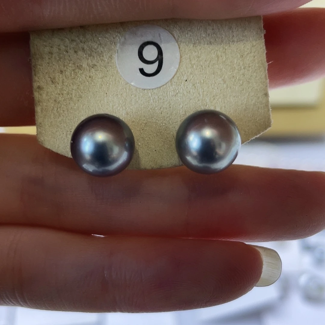 银S925镶嵌海水珍珠耳饰