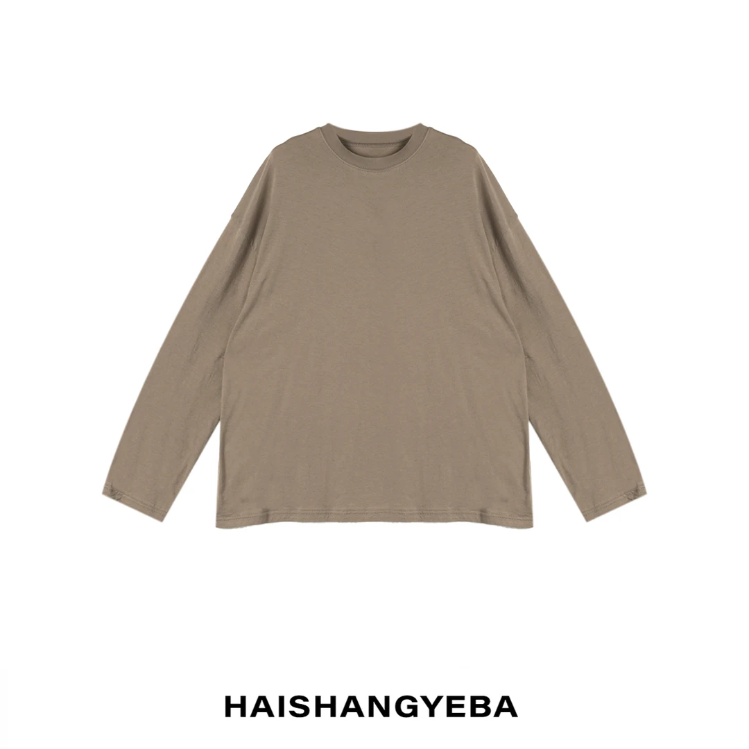 【海上叶爸】新款2025夏季百搭棉圆领简约纯色宽松休闲T恤