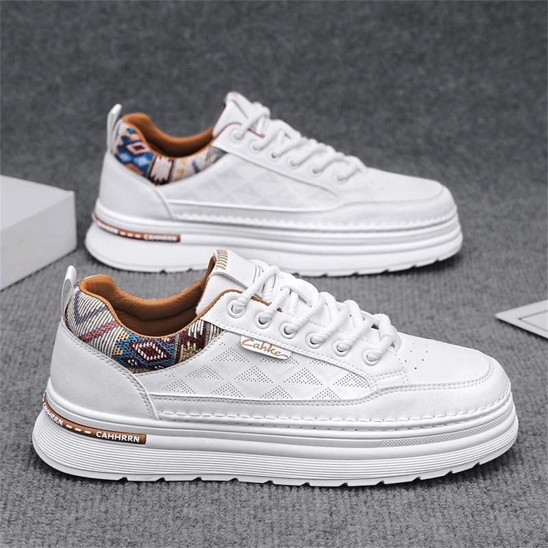 男鞋秋季2025新款薄款透气百搭小白潮鞋皮面防水防滑休闲运动板鞋