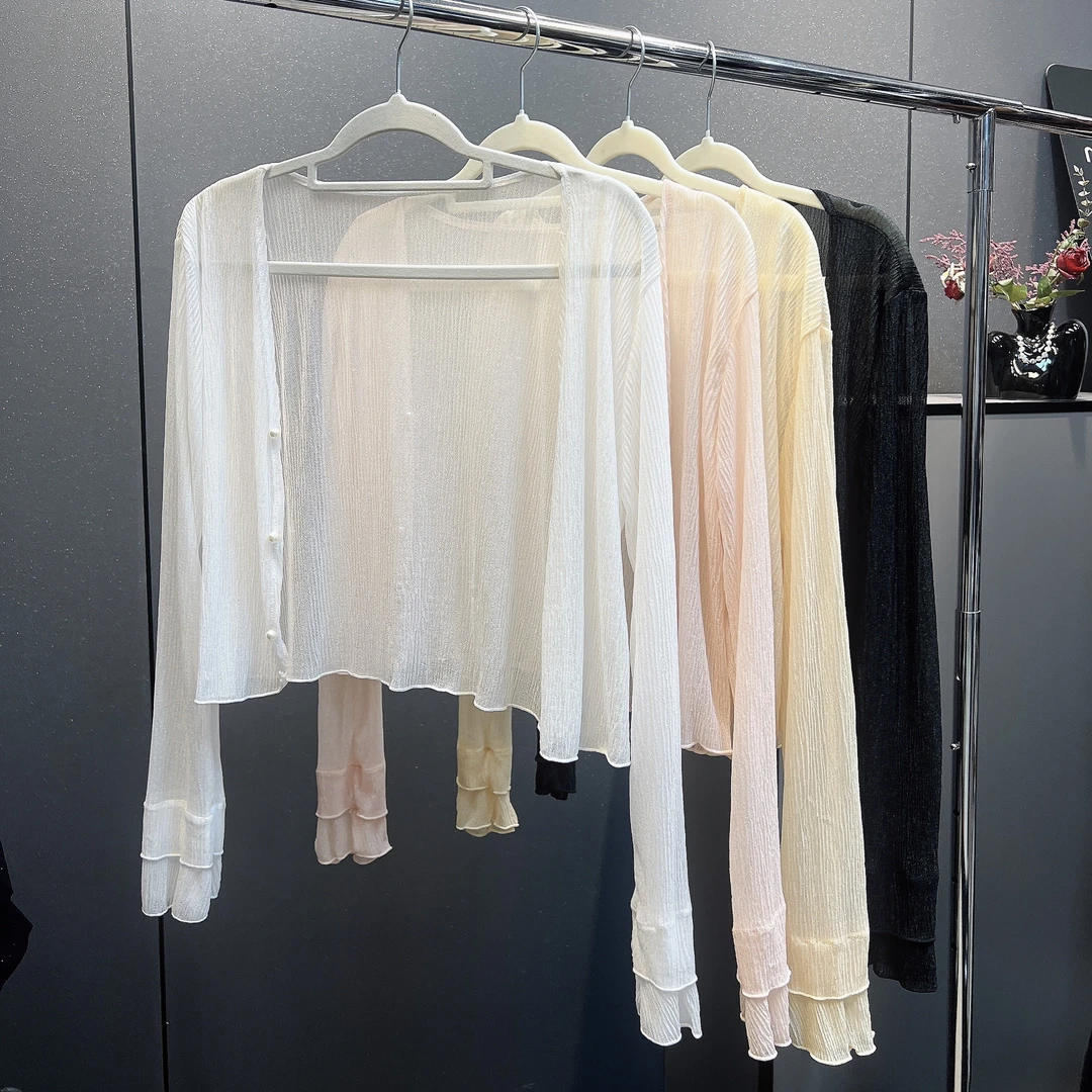 珍珠薄纱小众设计轻奢秋季百搭开衫