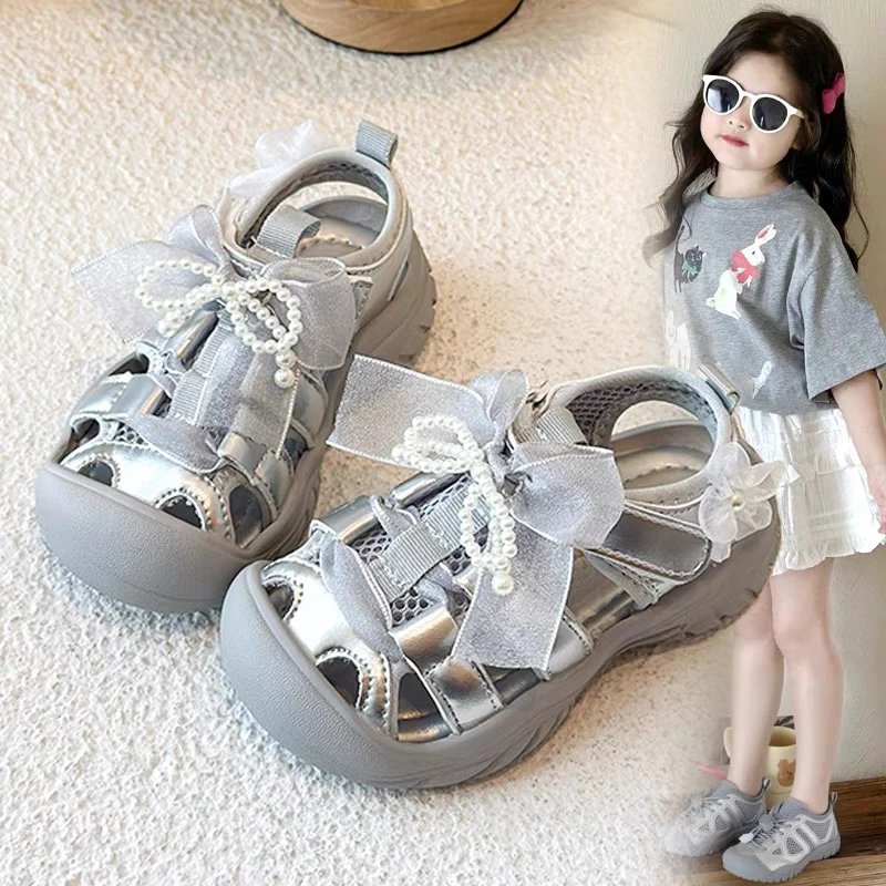 ABC女童芭蕾风凉鞋2025夏季新款女孩宝宝鞋包头软底儿童公主鞋子