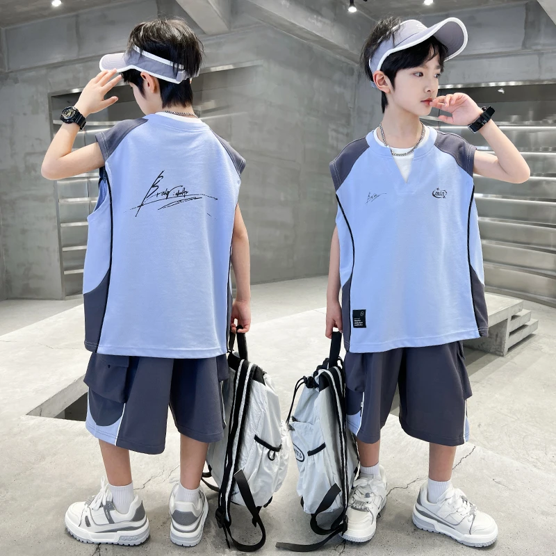 男童夏款套装2025新款中大儿童男孩两件套酷【百岁童】B5305