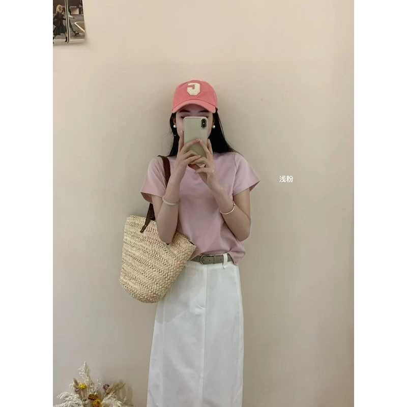 【袋子T】纯色基础正肩短袖T恤34288 衣长52