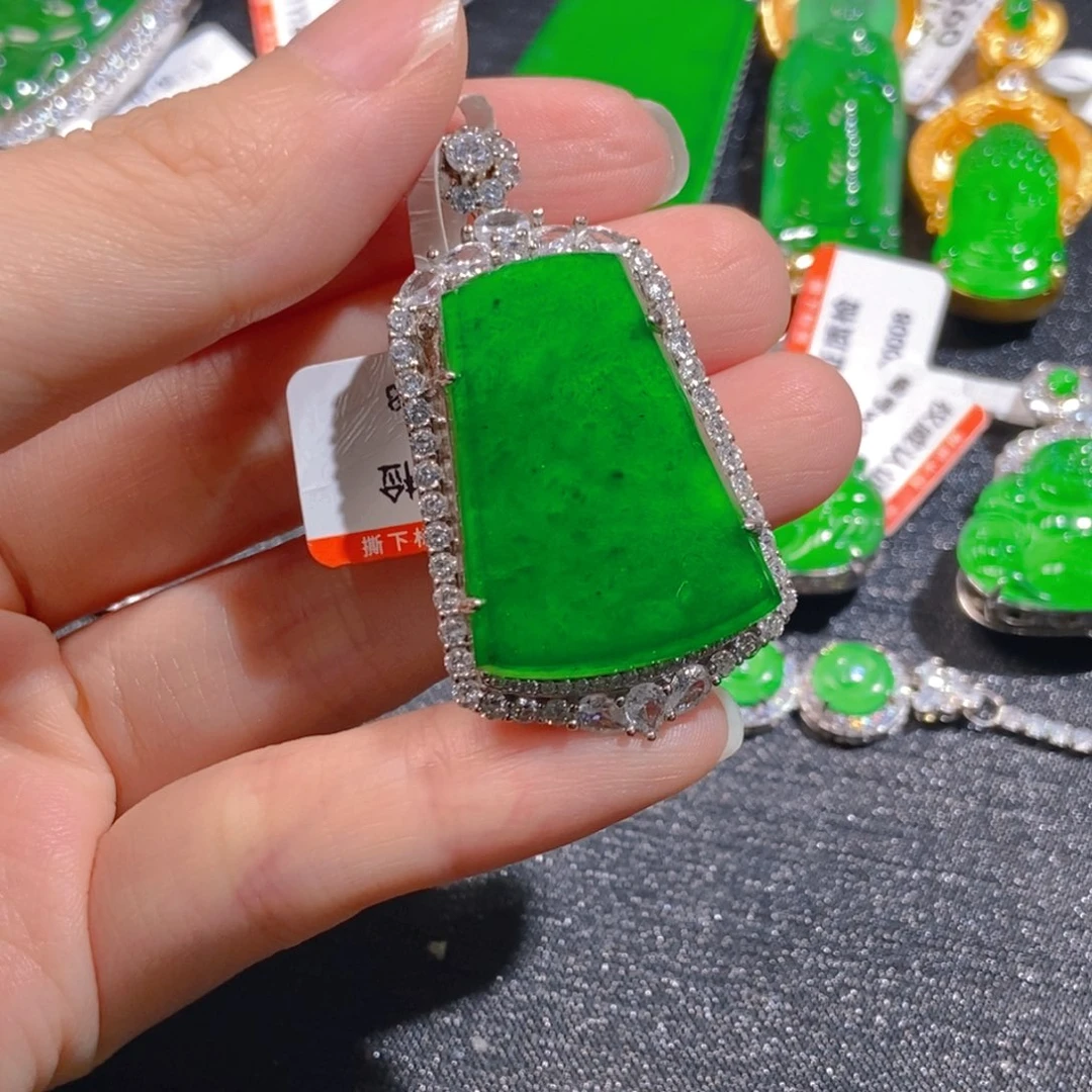 翡翠银S925镶嵌吊坠(不含链)