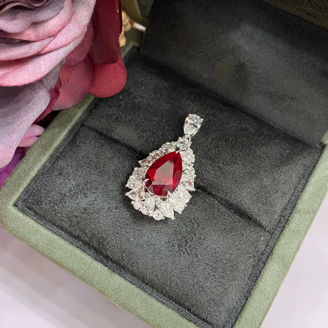 培育红宝石铂金培育鸽血红吊坠【主石：4.318ct】【不含链】