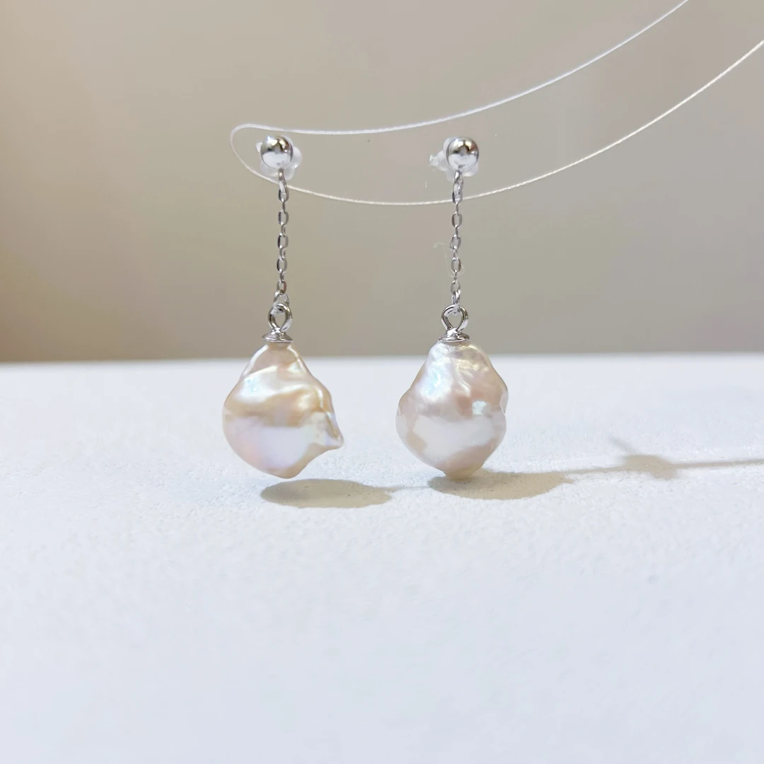 小小巴洛克珍珠耳饰 风在吹款 s925银 油亮 多样性发一