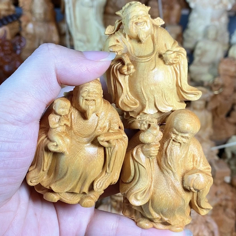 【闪购商品】木福禄寿三星微瑕黄金檀6厘米