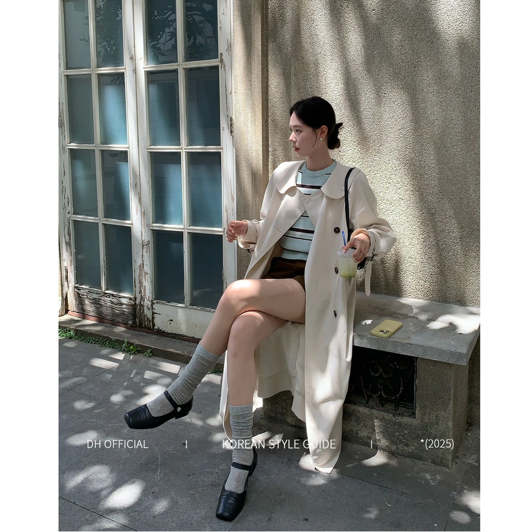 DH OFFICIAL大花【圣马丁学院coat】天丝棉宽松茧型休闲娃娃领风衣