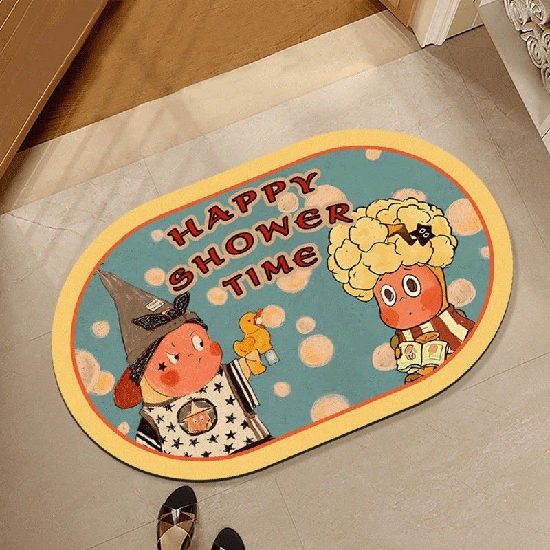 星星人硅藻泥地垫家用浴室吸水速干脚垫洗手间门口易打理防滑垫