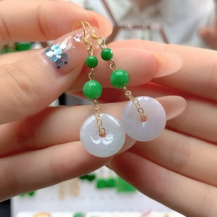 翡翠银S925镶嵌耳饰耳饰