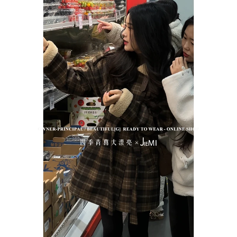【大漂亮自制】2024冬季新款格子中长款羽绒大衣 QL8DY8181