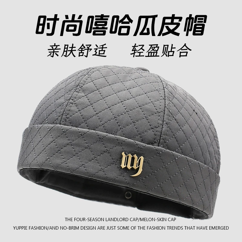 2025新款春秋季保暖瓜皮帽男女时尚潮流舒适后封口可调节地主帽