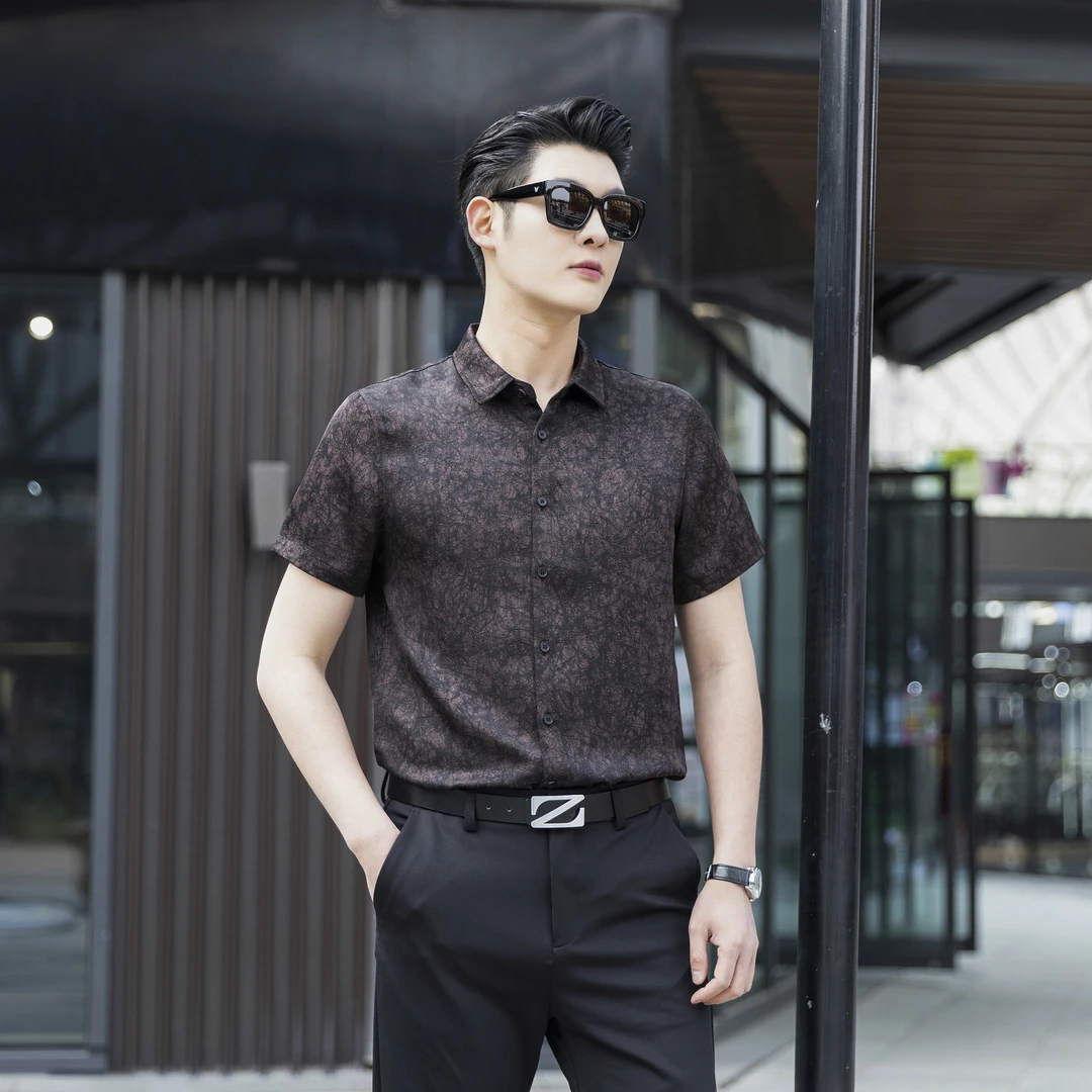 【桑蚕丝 非遗香云纱】夏季男士高端品质桑蚕丝透气吸汗不贴身衬衫