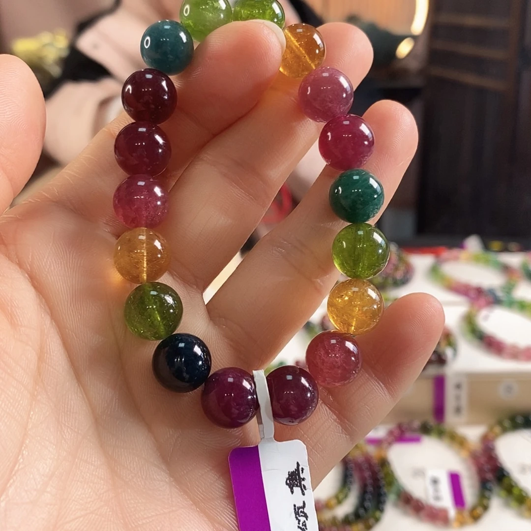 碧玺手链未镶嵌G2480素圈颜色微差