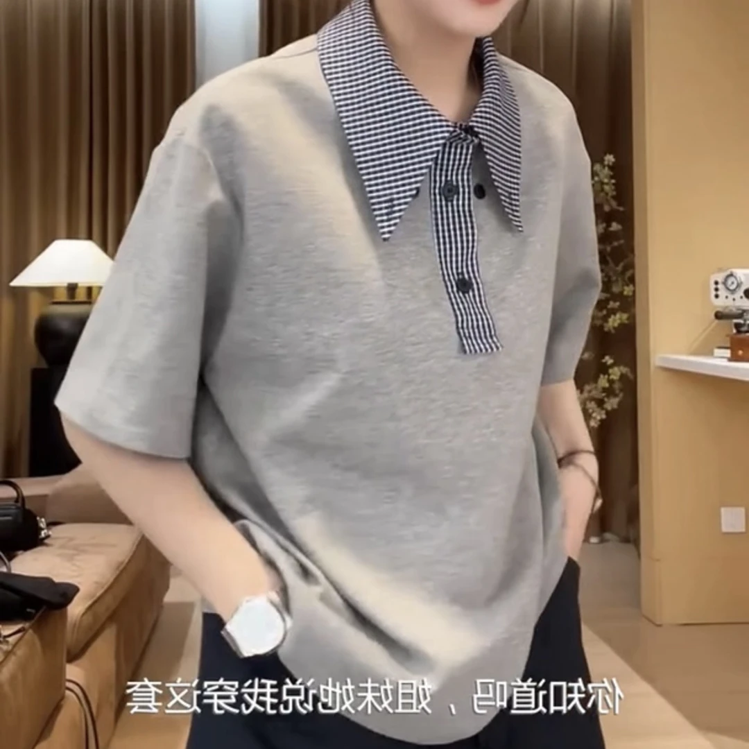 辣妹风短袖POLO领翻领休闲风T恤显瘦休闲设计感减龄洋气5084
