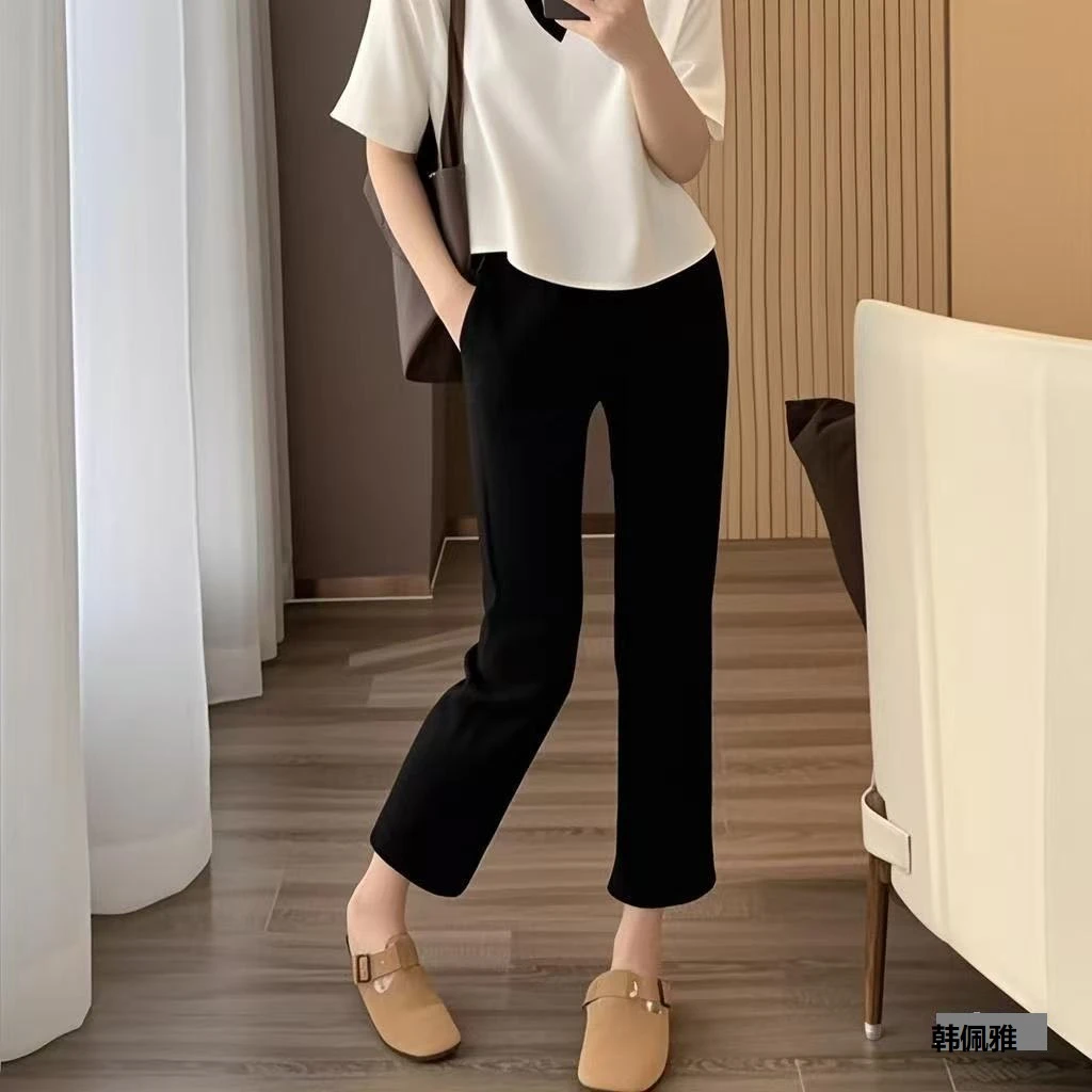 牛仔裤女2025夏季新款高腰显瘦大码百搭弹力修身黑白色烟管裤子