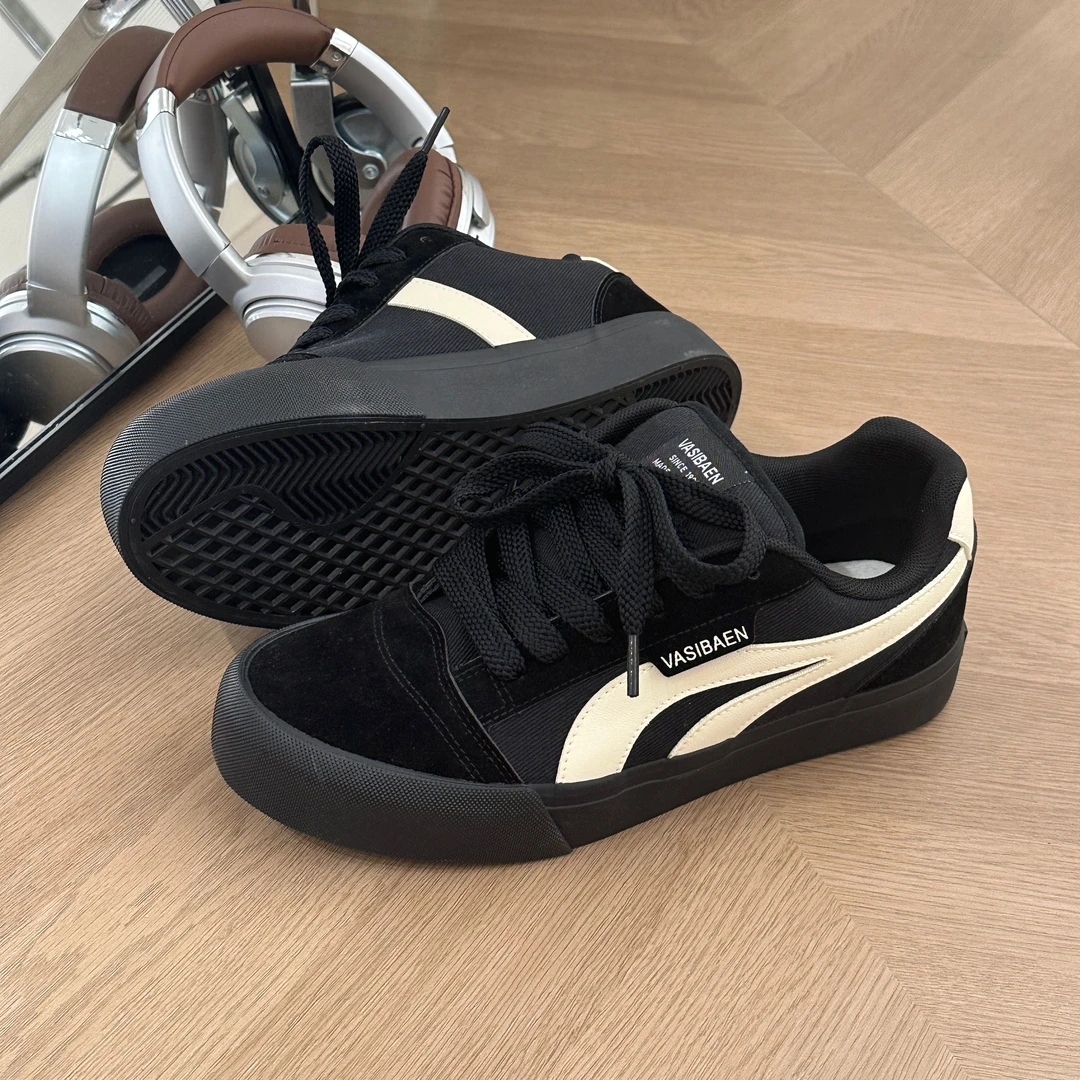 原创设计面包男款鞋子2025新款爆款休闲男鞋秋季百搭小众厚底板鞋