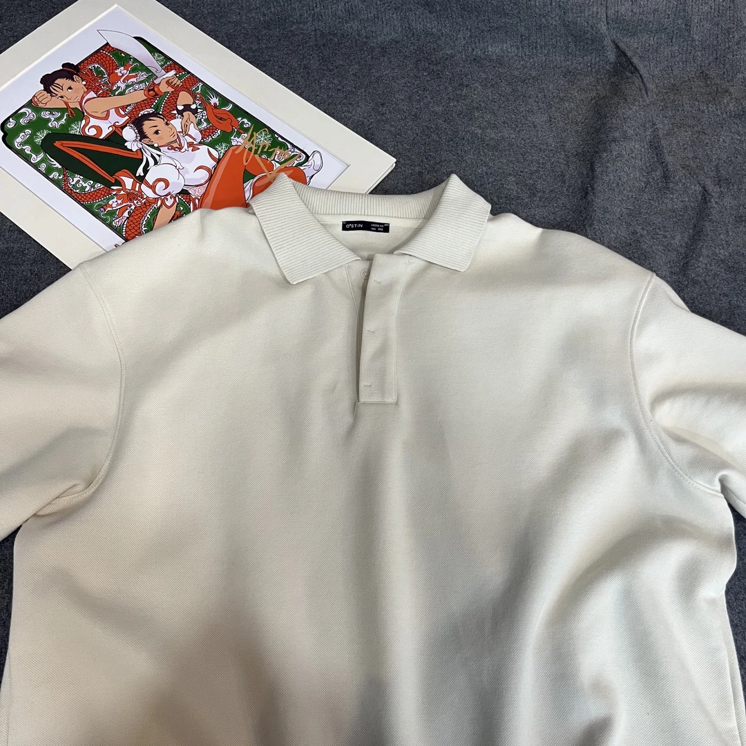 （品牌清道夫）澳撕啶短袖翻折领POLO衫米白色