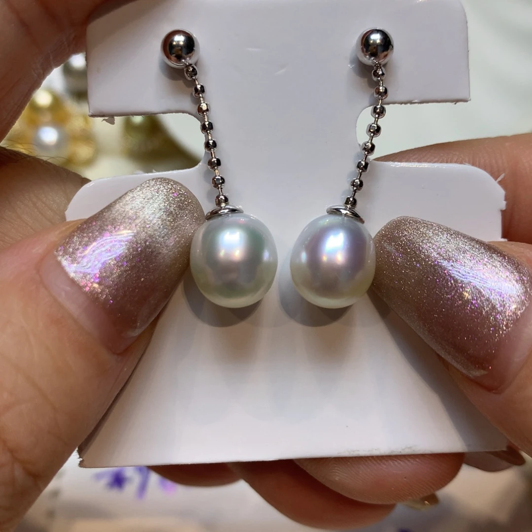 银S925镶嵌海水珍珠耳饰