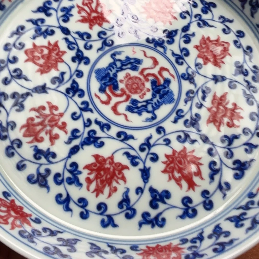陶摆件微瑕釉里红缠枝莲壶承景德镇凤凰