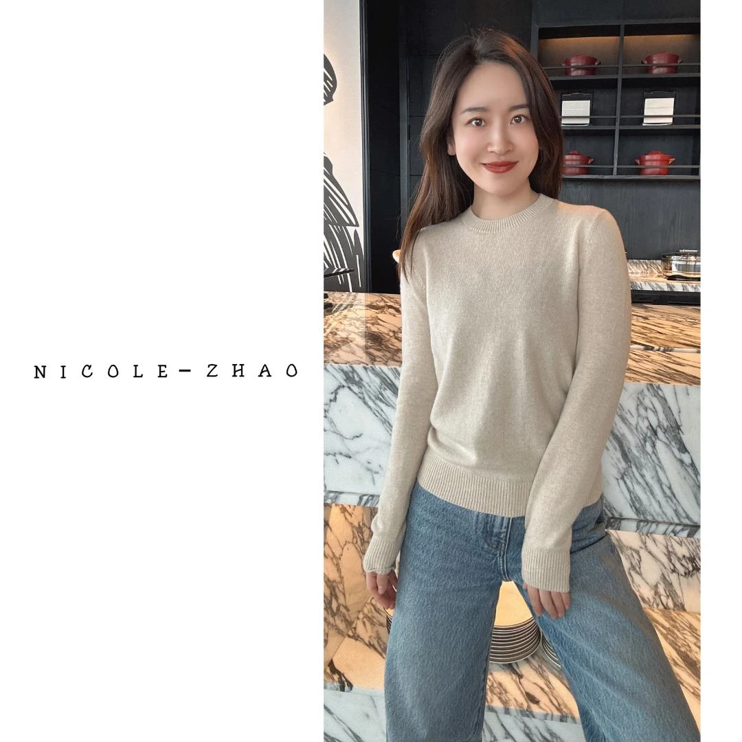N0772【贵姐NICOLE】高奢羊绒LP粗纺针织圆领毛衫外套打底