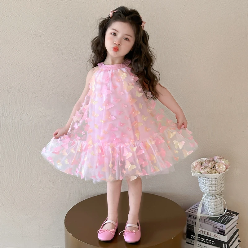 女童连衣裙夏装2025新款洋气儿童夏季公主裙网红女孩吊带沙滩裙子