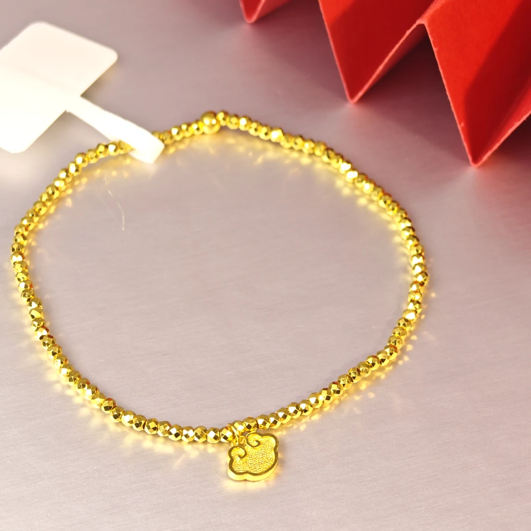 姐妹黄金  足金蹦迪珠祥云手链祥云如意手串时尚百搭简约