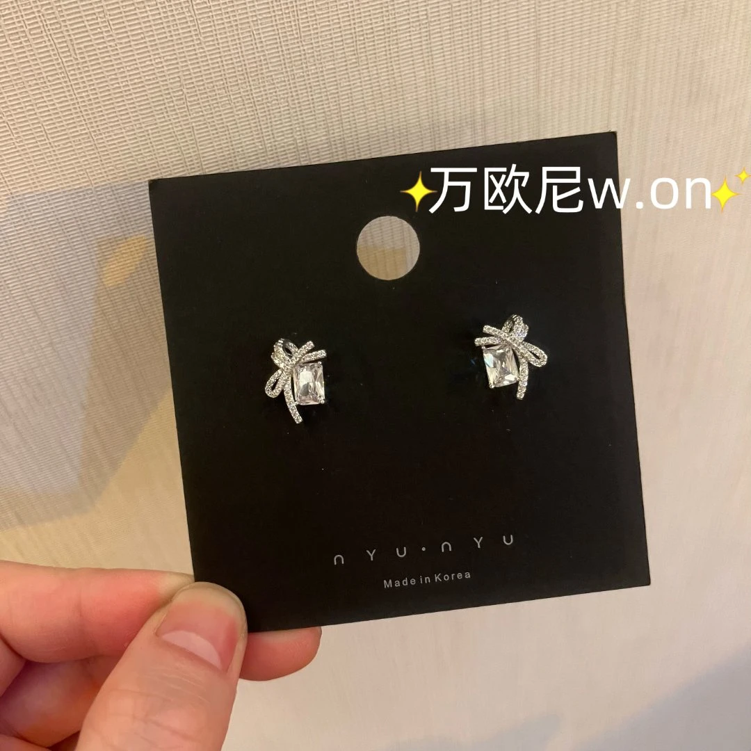 925银合成锆石耳饰 CHANGE x 丝带方糖耳饰 轻奢气质甜美主E160