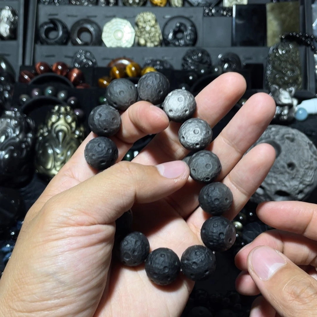 黑曜岩未镶嵌手链红**血