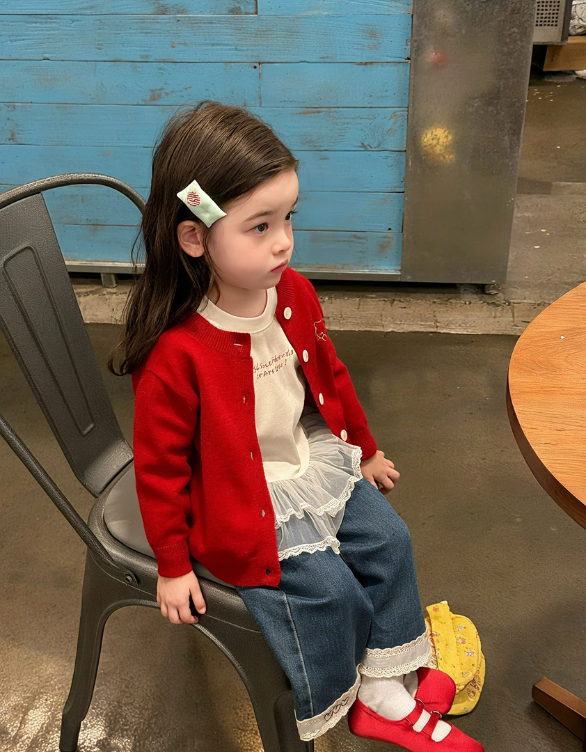 女童毛衣外套2025秋季韩版小童宝宝圆领长袖针织开衫儿童休闲上衣