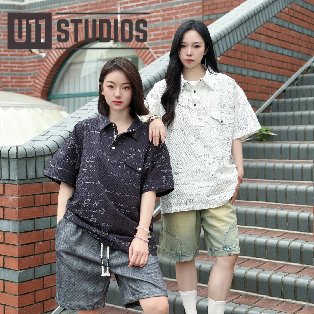 U11大码男装泡泡纱时尚衬衫polo领休闲老钱风百搭夏季复古宽松