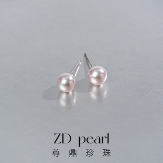 【尊鼎珍珠】S925银海水珍珠中国南珠白珠素钉5-9mm