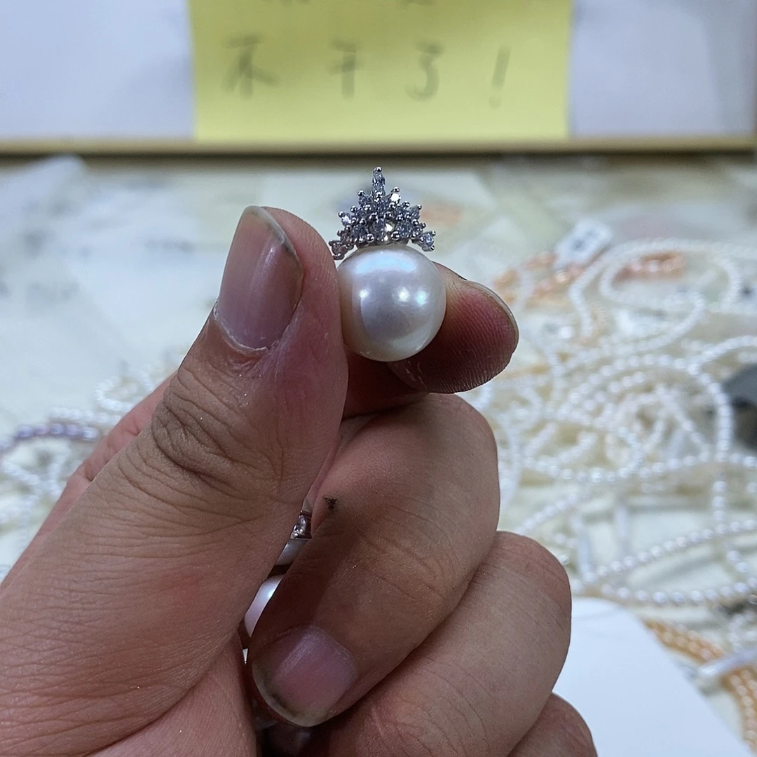 淡水珍珠银S925镶嵌颈饰无链条