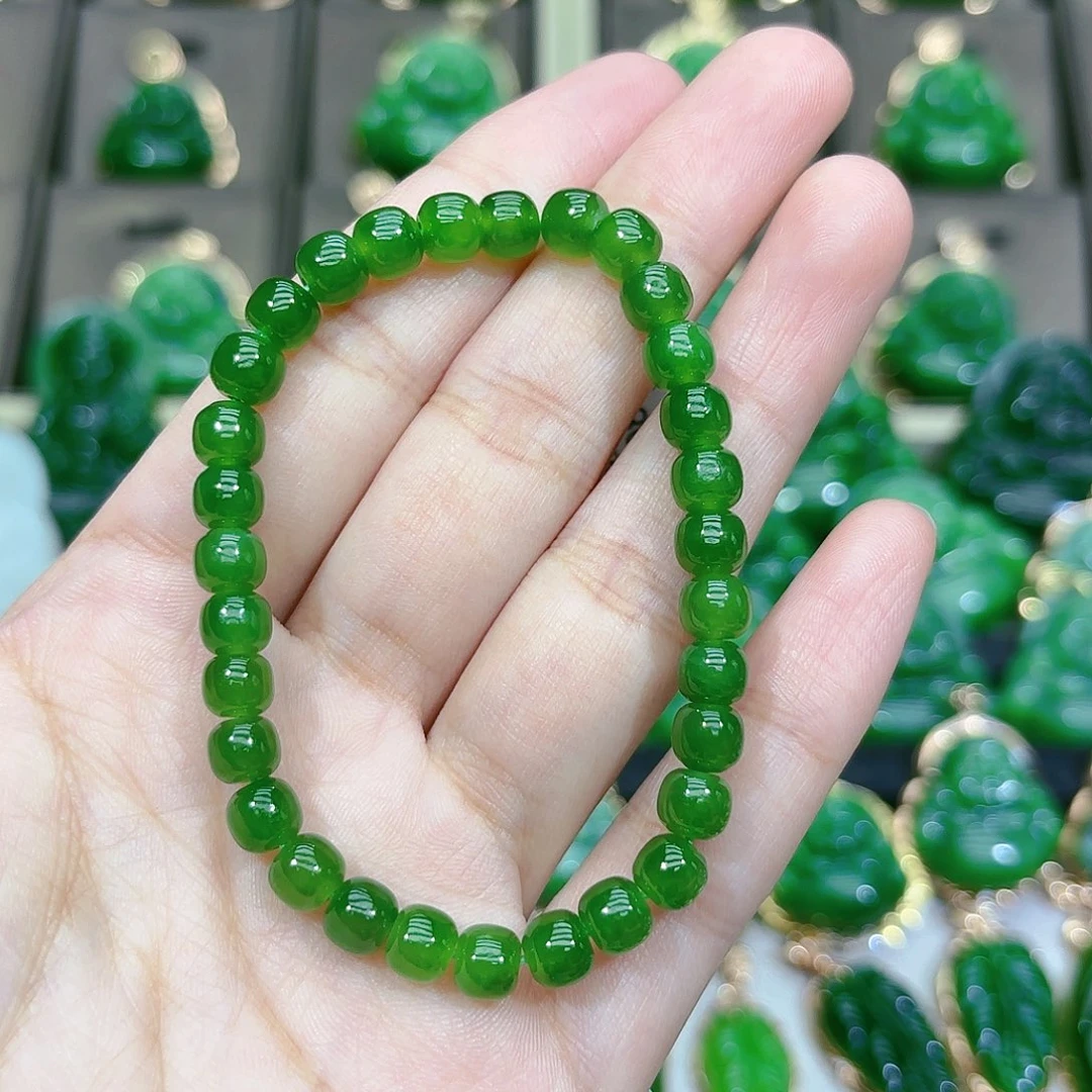 和田玉（碧玉）手串未镶嵌6m老型单圈