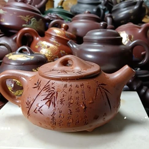 紫砂茶壶宜兴原矿天星泥柴烧手工350cc紫砂壶