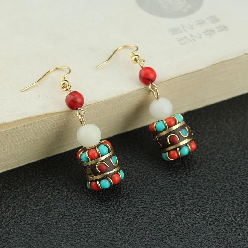 藏式民族风六字水滴耳饰