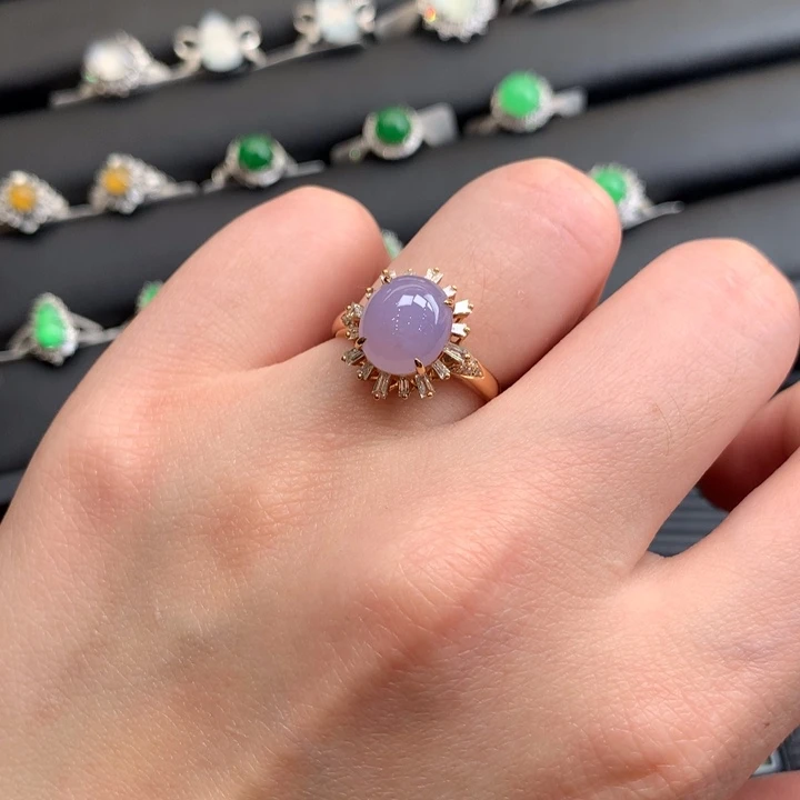 翡翠18K金镶嵌戒指翡翠