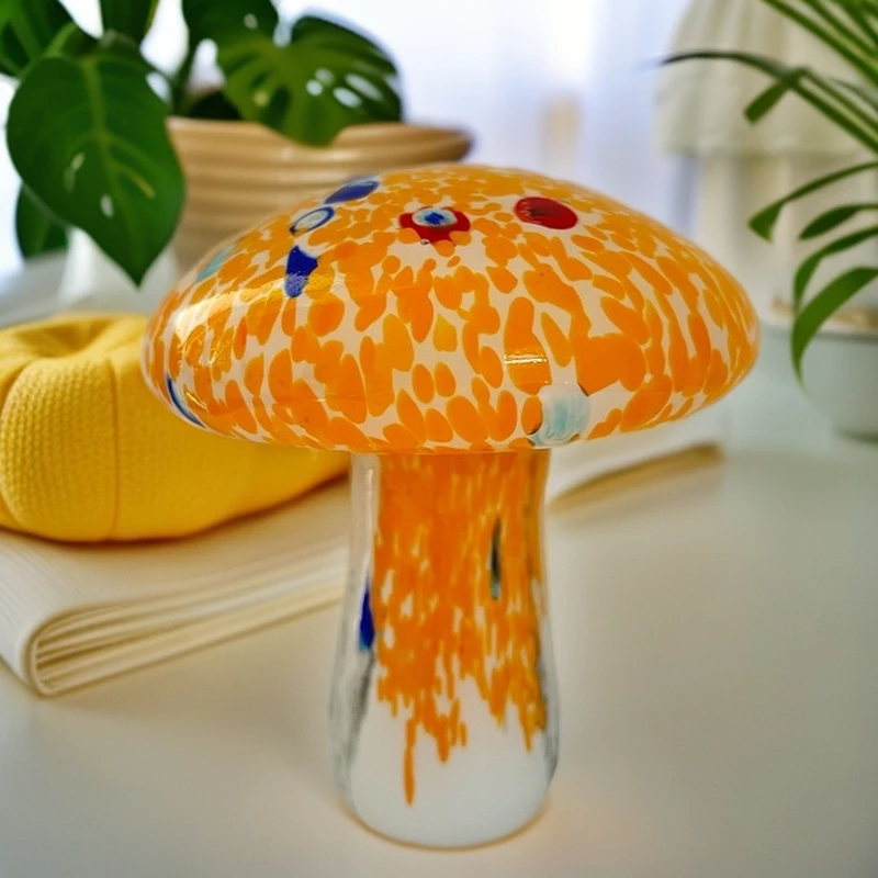 淄博非遗手作琉璃蘑菇摆件灯具创意玄关可爱摆件