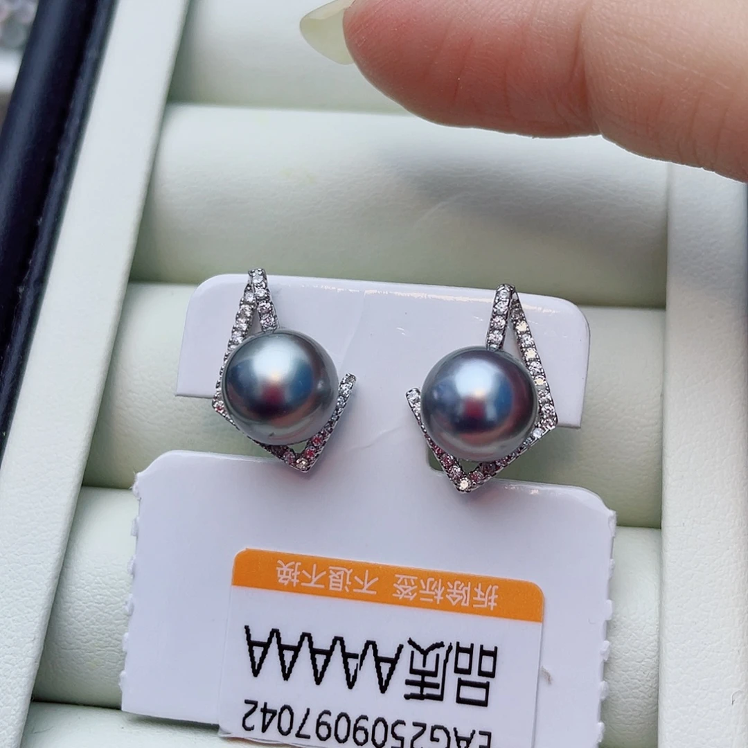 海水珍珠耳饰银S925镶嵌w61