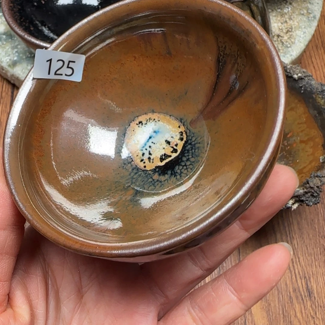 柴烧建盏茶盏茶杯125