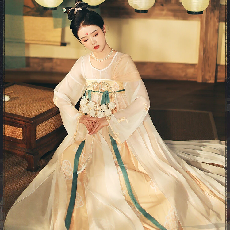 瑕疵孤品 风起洛阳IP合作款X汉尚华莲浮若柳然唐制改良桂花汉服女