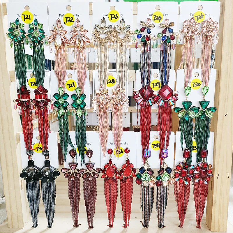 铜合金玻璃耳饰 (A721-A780)-006民族风纯手工流苏耳环合集