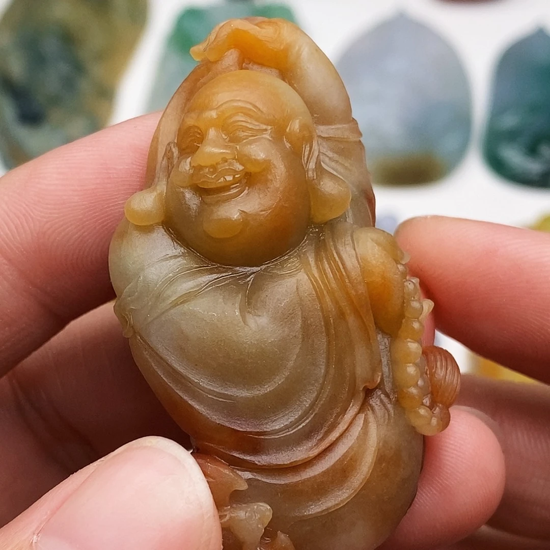 我***贝定制翡翠未镶嵌弥勒佛